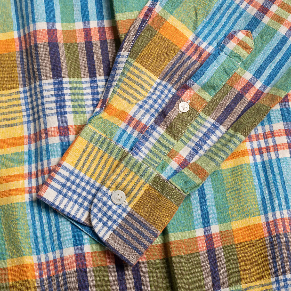 Green Madras Check Linen Shirt