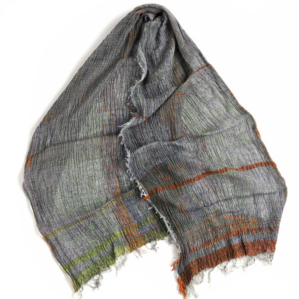 Grey/Orange Print Tamaki Niime Cotton Roots Shawl – William