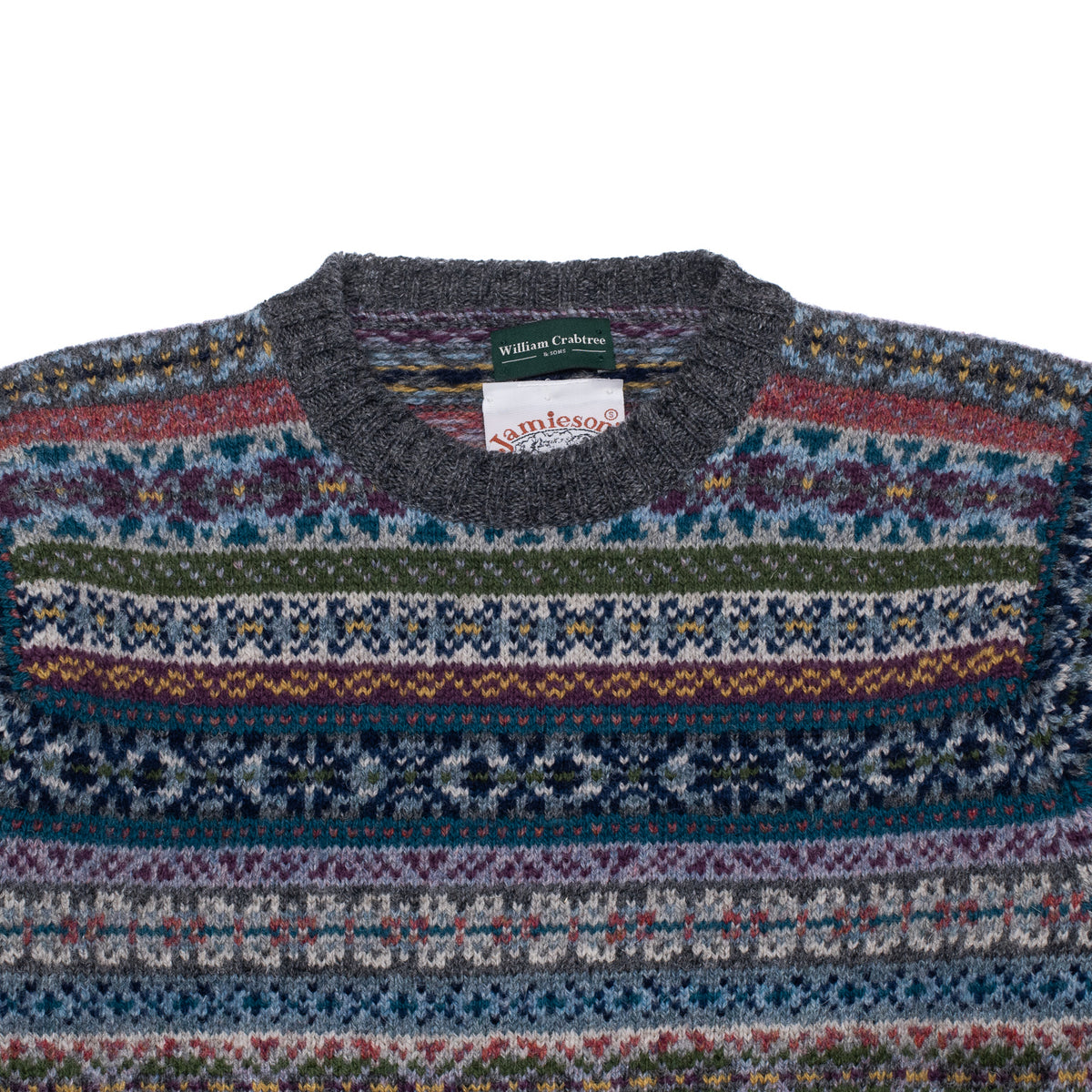 Harbour Grey Fairisle Crew Neck Long Sleeve