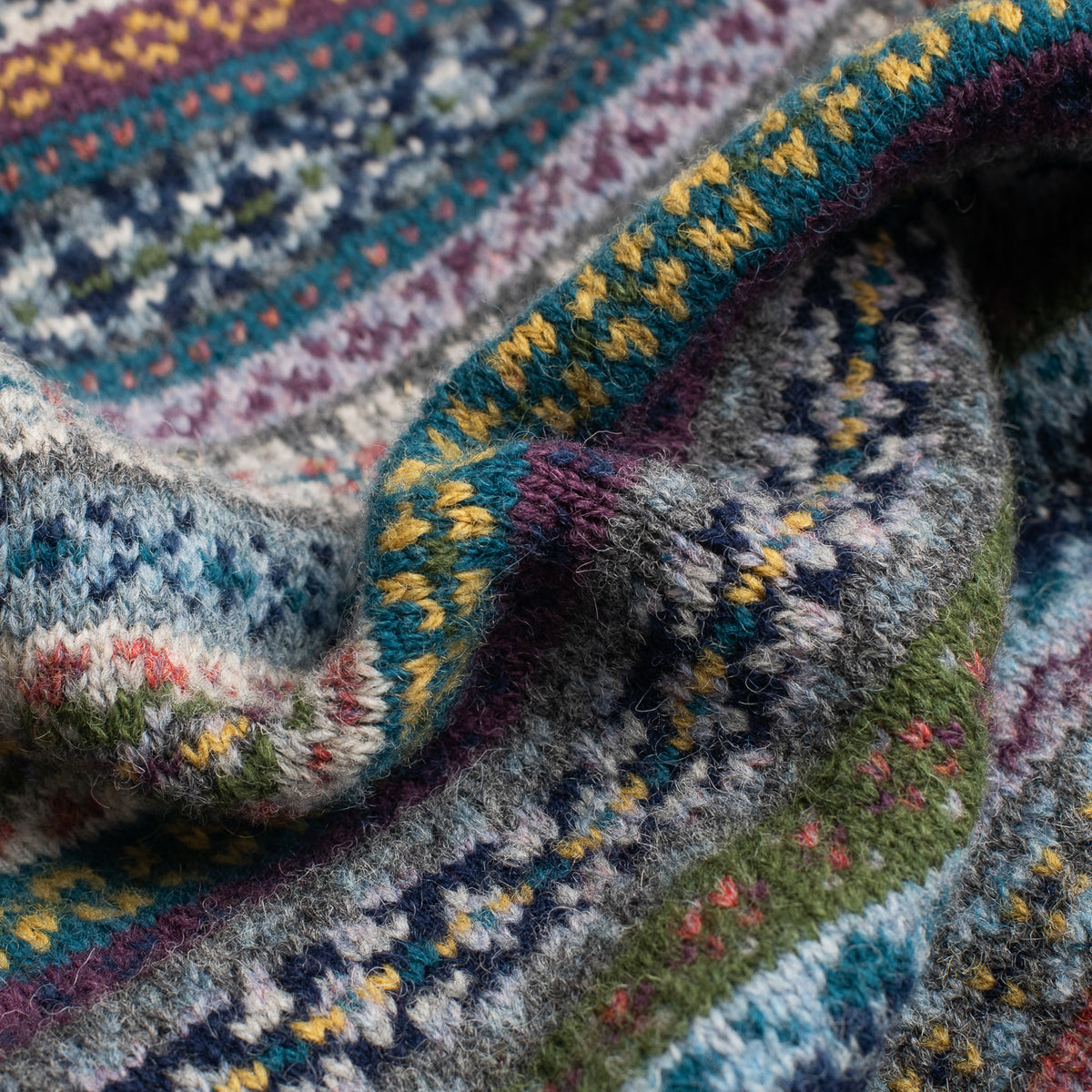 Harbour Grey Fairisle Crew Neck Long Sleeve