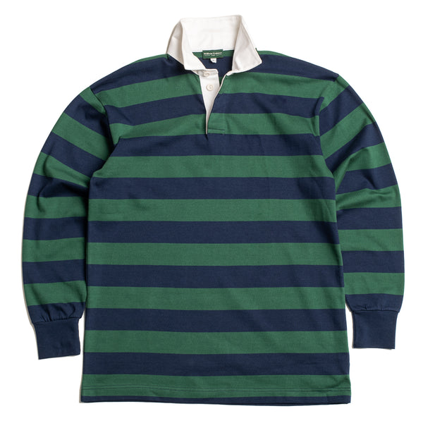 Navy and Olive Striped Rugby Shirt – William Crabtree & Sons