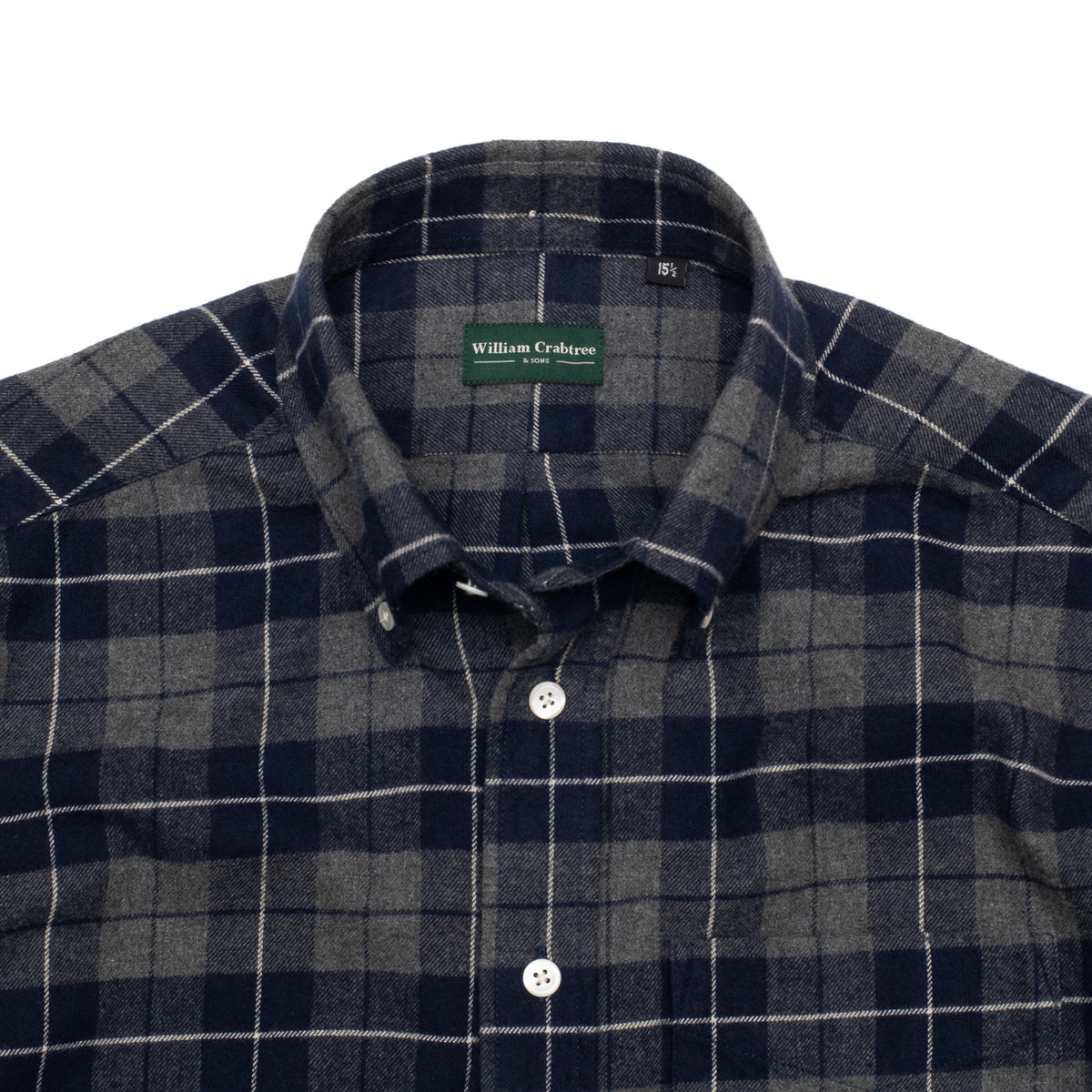 Navy Grey Plaid Brushed Cotton BD Shirt