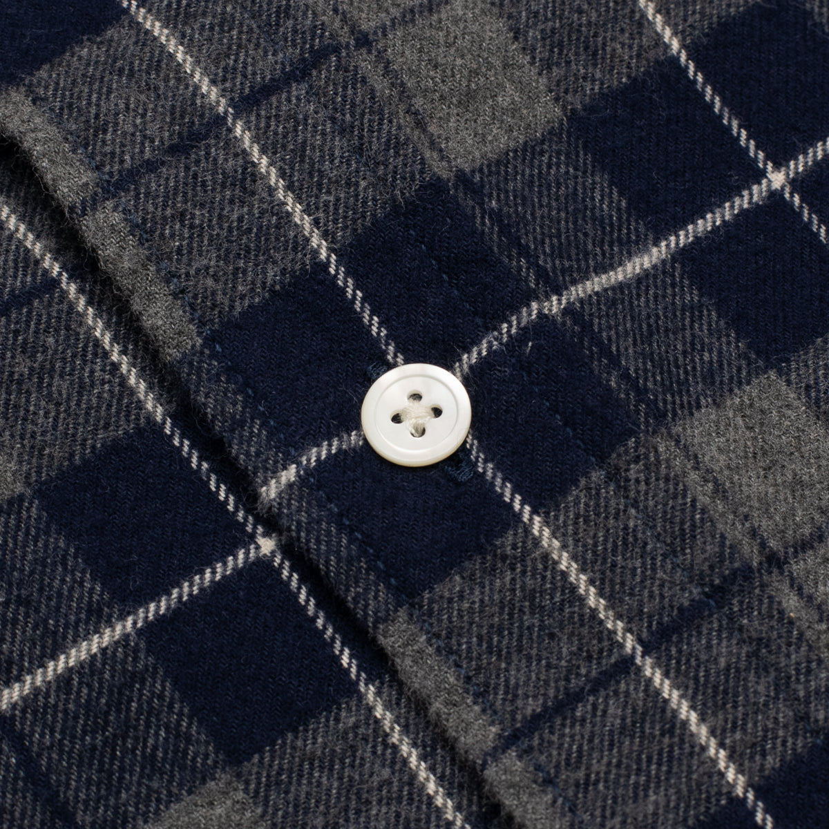 Navy Grey Plaid Brushed Cotton BD Shirt