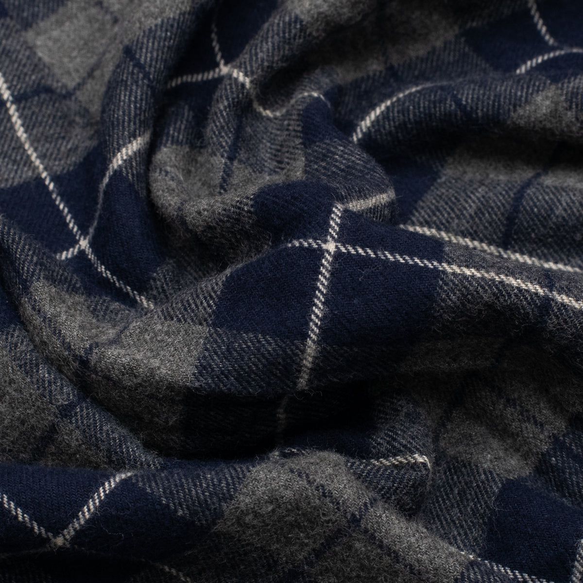 Navy Grey Plaid Brushed Cotton BD Shirt