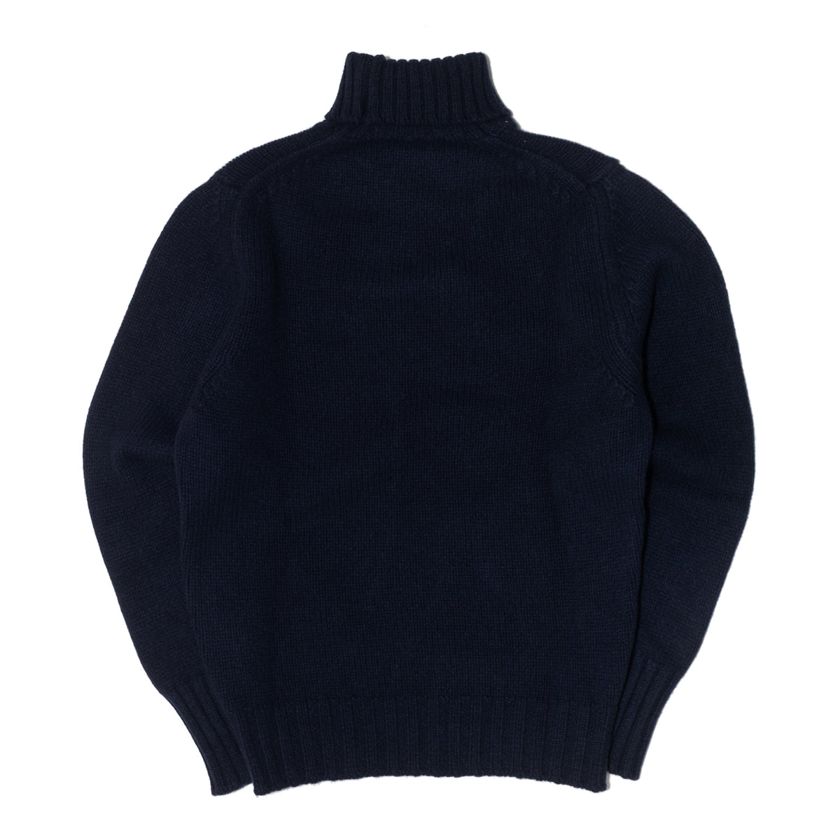 Navy Wool Cashmere Roll Neck