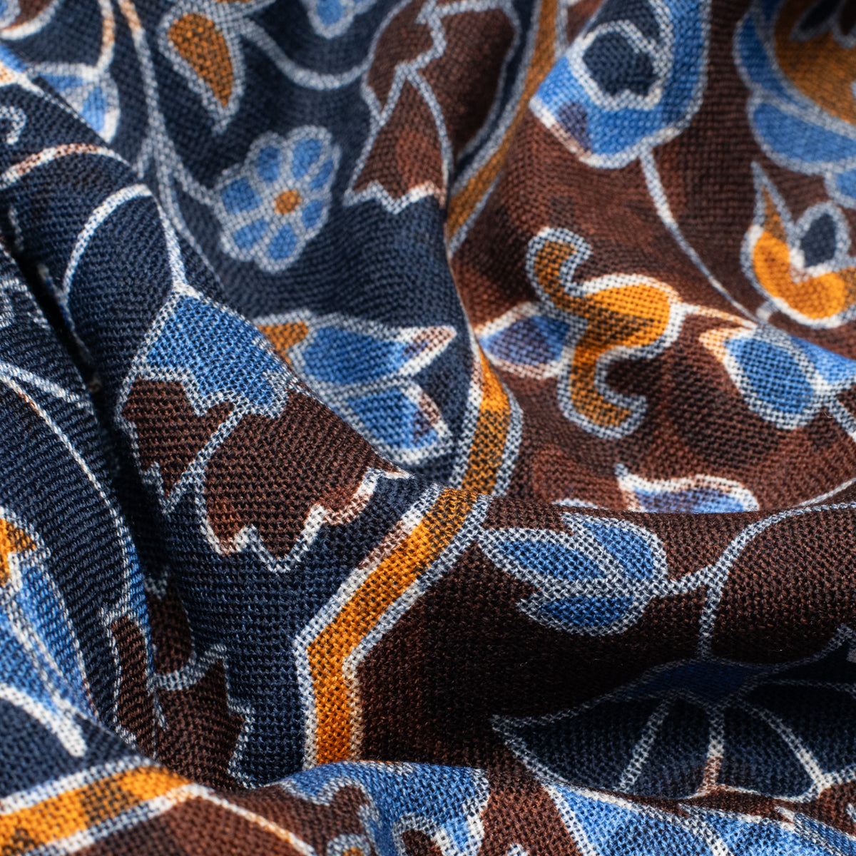 Navy/Blue Double Face Printed Wool Scarf