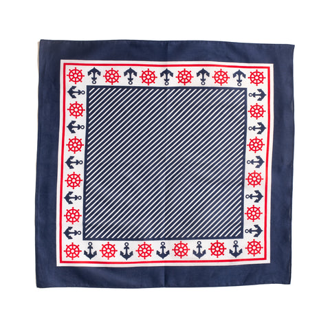 Navy/White/Red Nautical Pattern Cotton Handkerchief