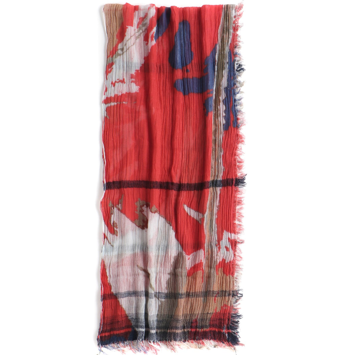 Red Print Tamaki Niime Cotton Roots Shawl