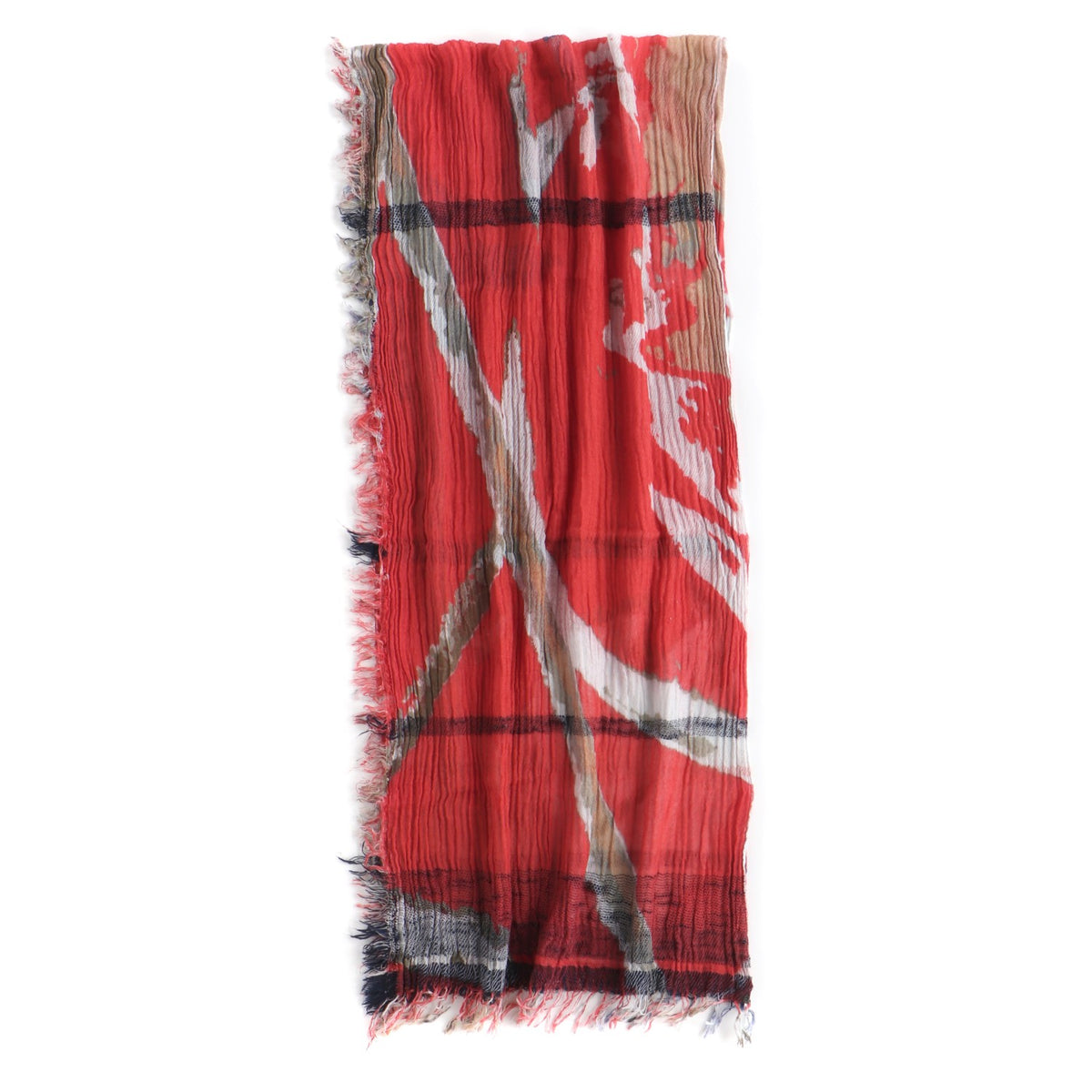 Red Print Tamaki Niime Cotton Roots Shawl