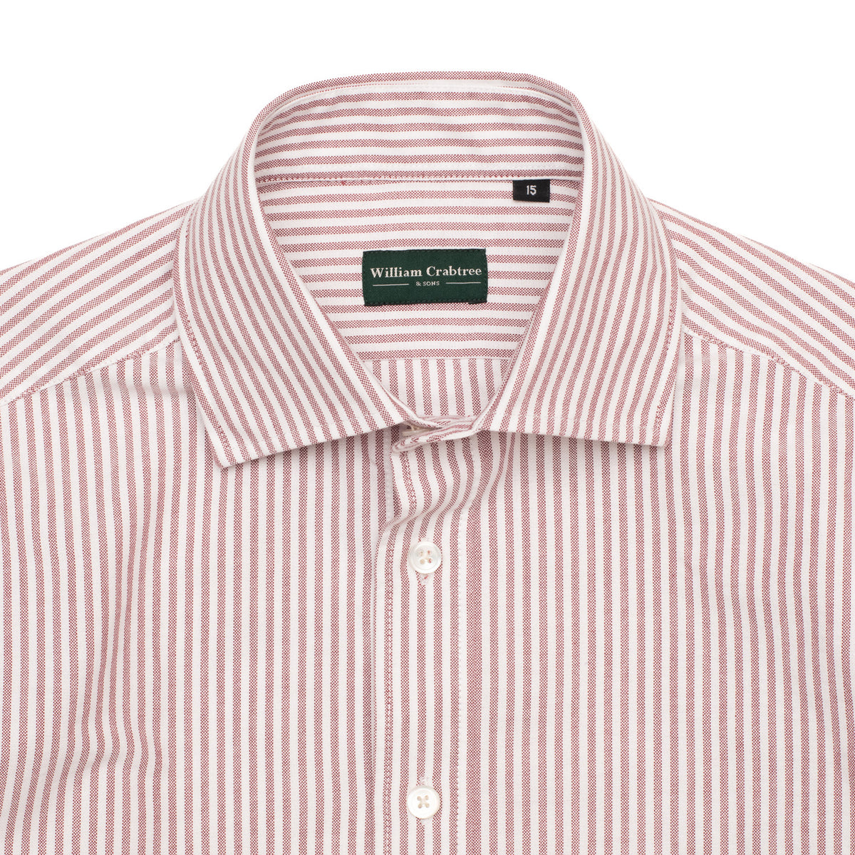 Burgundy Ticking Stripe Oxford Semi-Spread Shirt