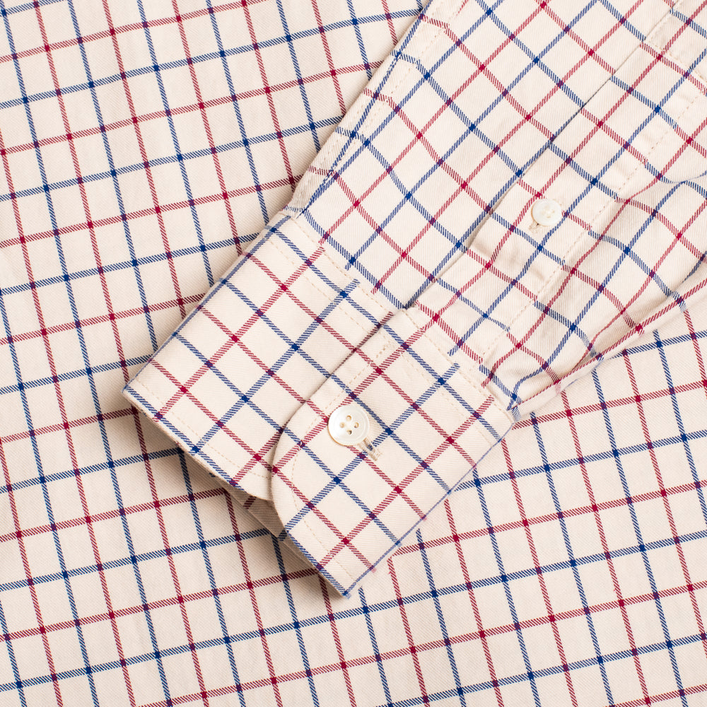 Red and Blue Tattersall Check Brushed Cotton Shirt