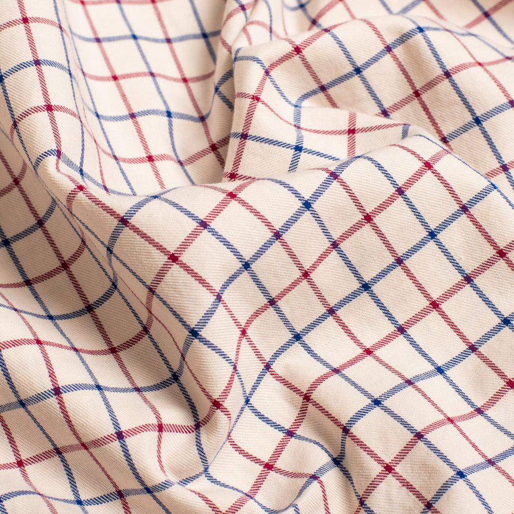 Red and Blue Tattersall Check Brushed Cotton Shirt