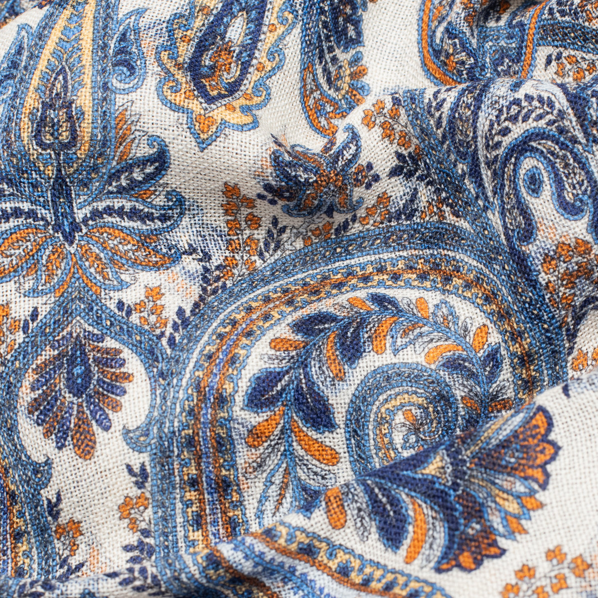 White/Blue Double Face Printed Wool Scarf