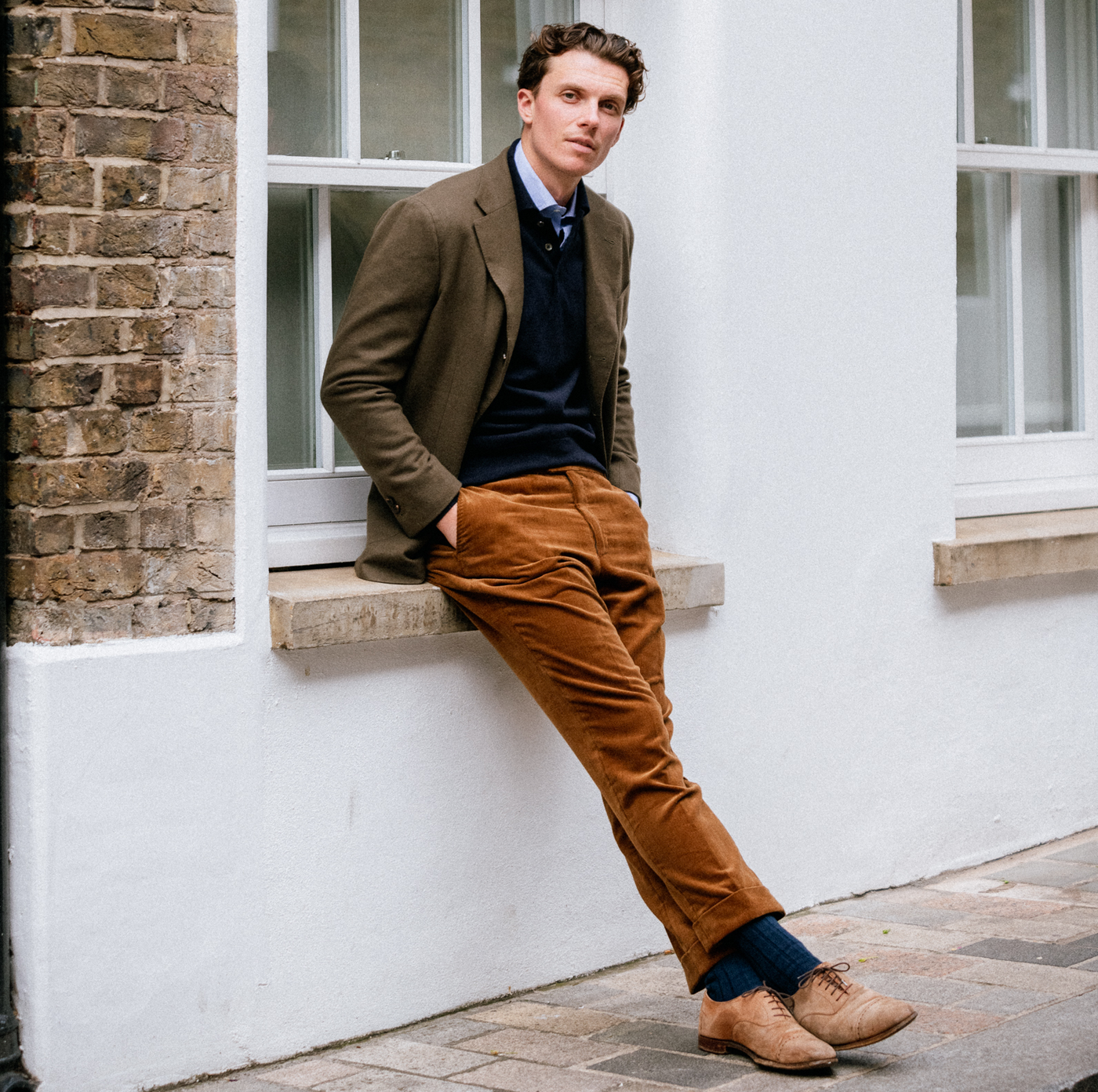 Khaki Green Wool Cashmere Sports Jacket William Crabtree Sons