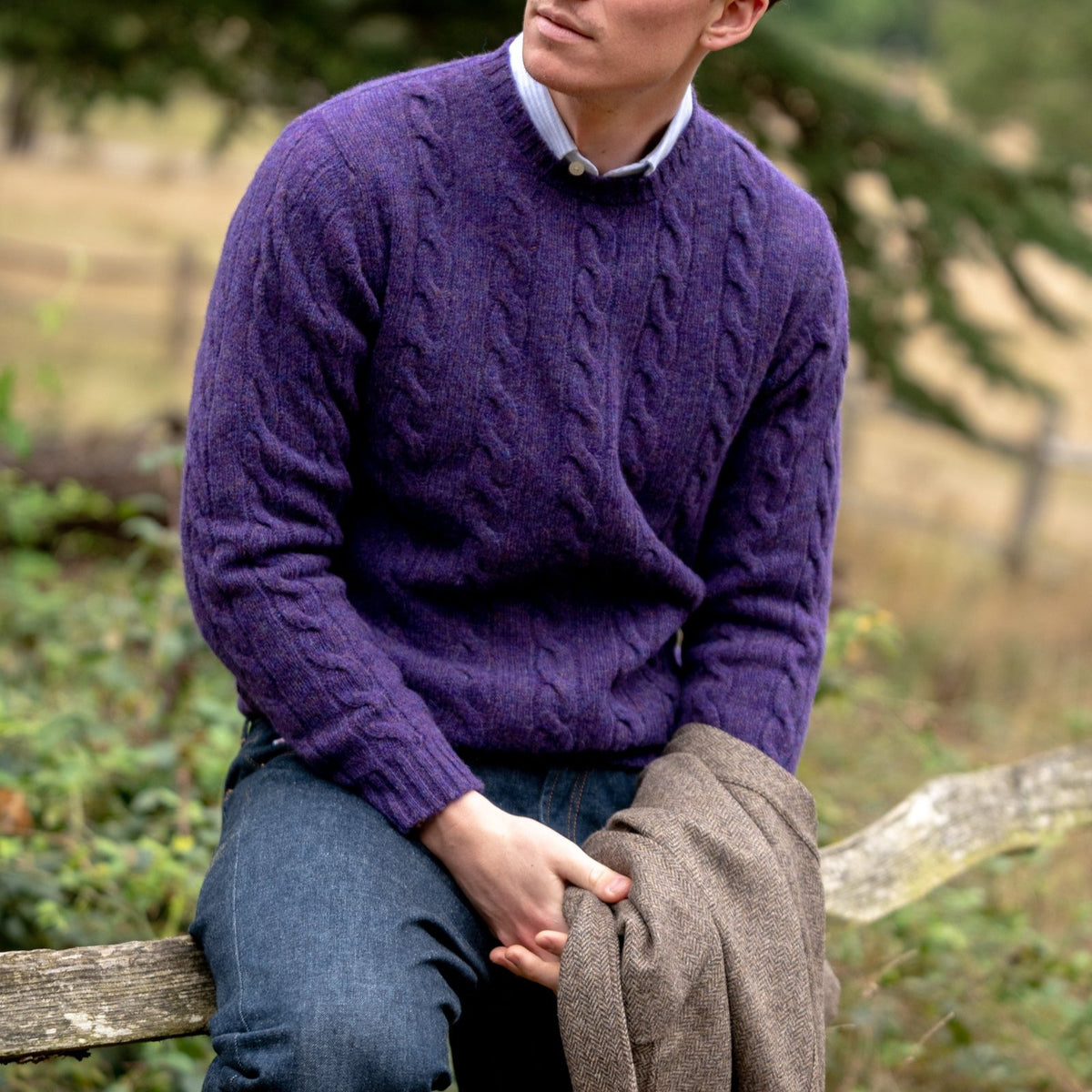 Heather Cable Shetland Knit Jumper