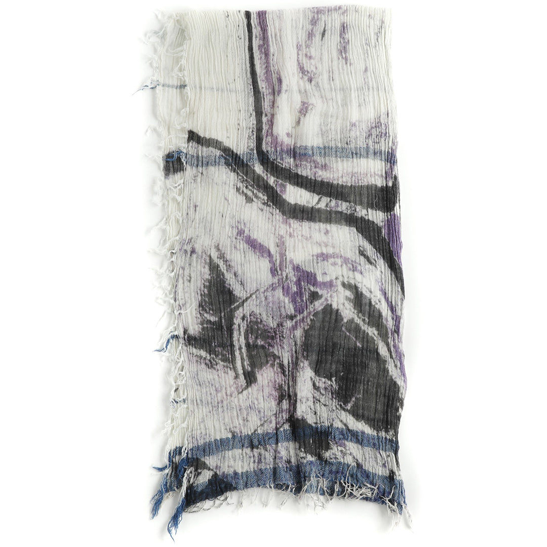 White and Purple Print Tamaki Niime Cotton Roots Shawl