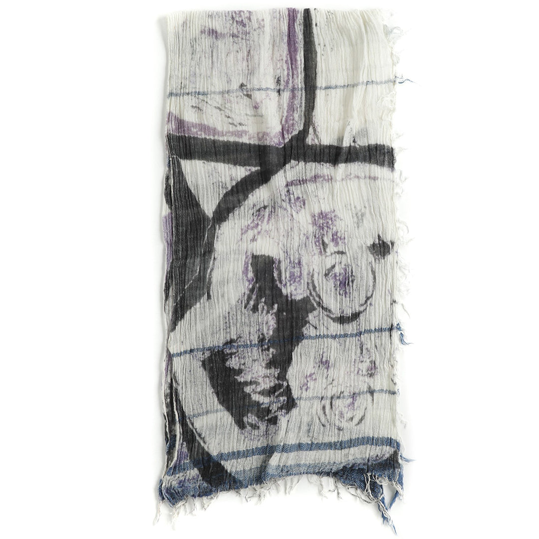 White and Purple Print Tamaki Niime Cotton Roots Shawl