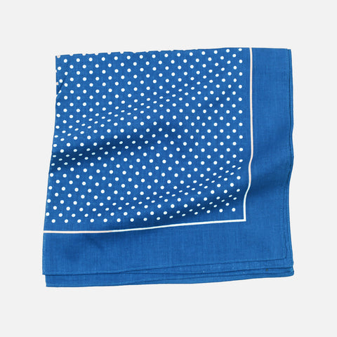 Bright Blue/White Small Spot Cotton Handkerchief