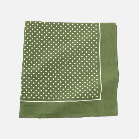 Green/White Small Spot Cotton Handkerchief
