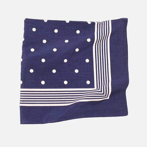 Navy/White Large Spot Cotton Handkerchief