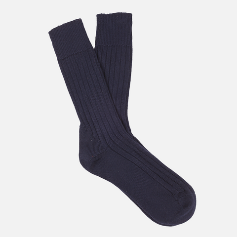 Navy Heavy Wool Ribbed Socks