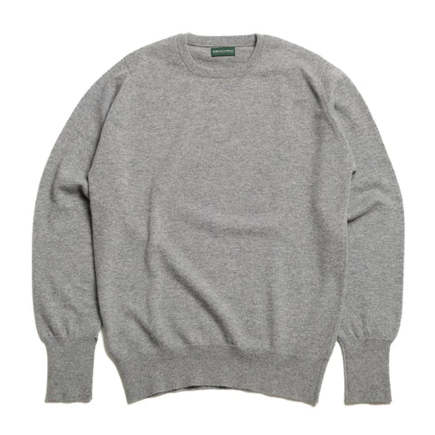 Flannel Grey 1 Ply Cashmere Crew Neck