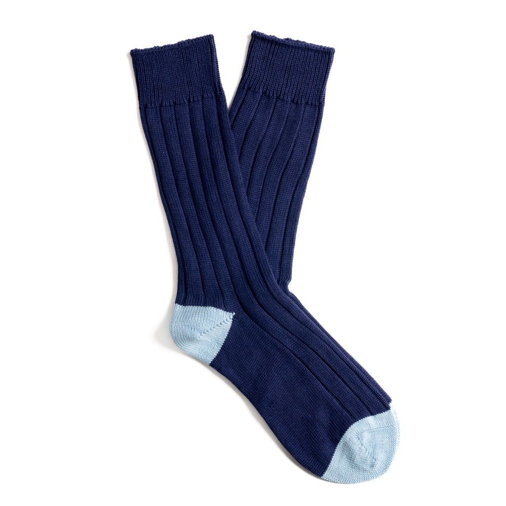 Navy & Sky Cotton Heel & Toe Sock