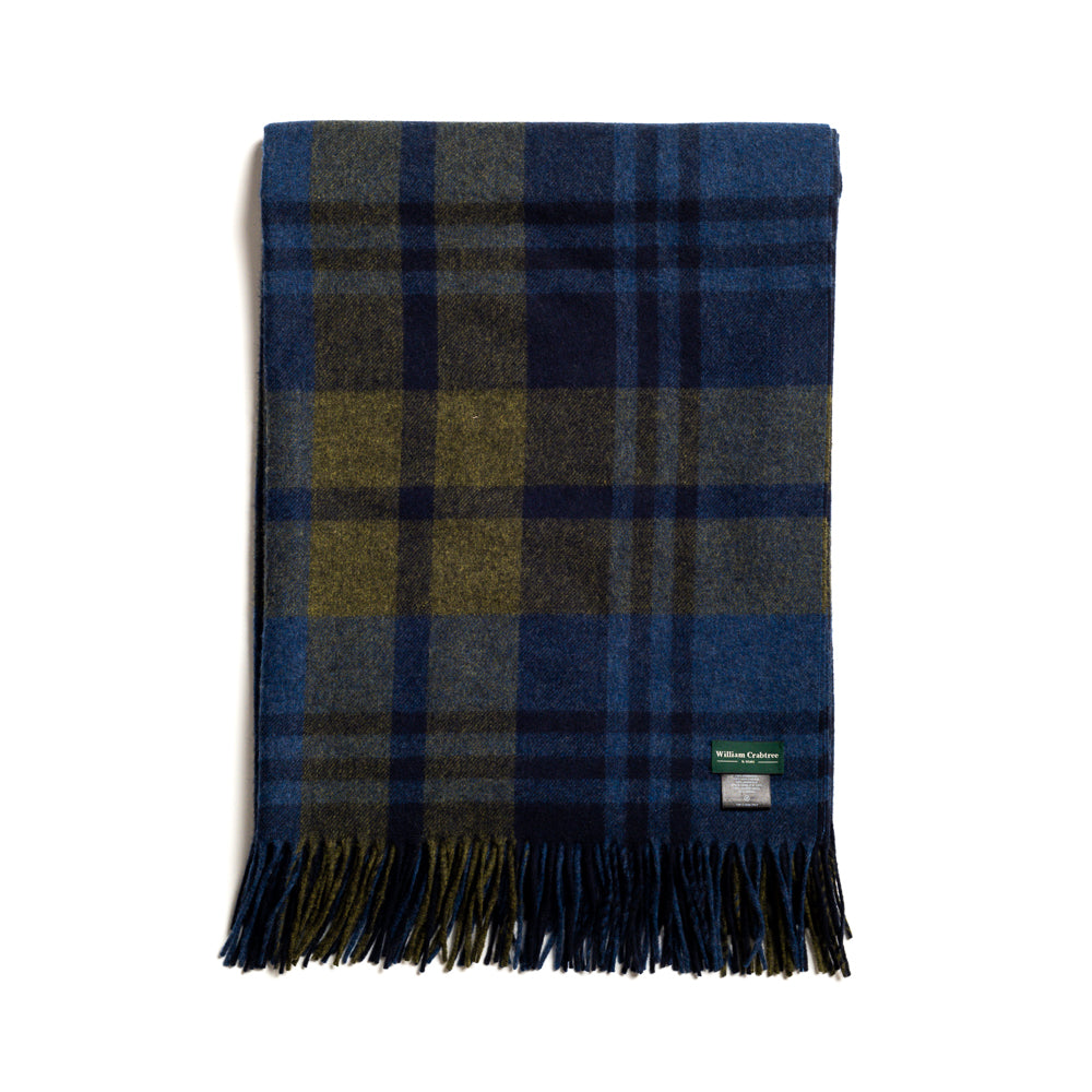 Blue & Green Large Check Lambswool Throw