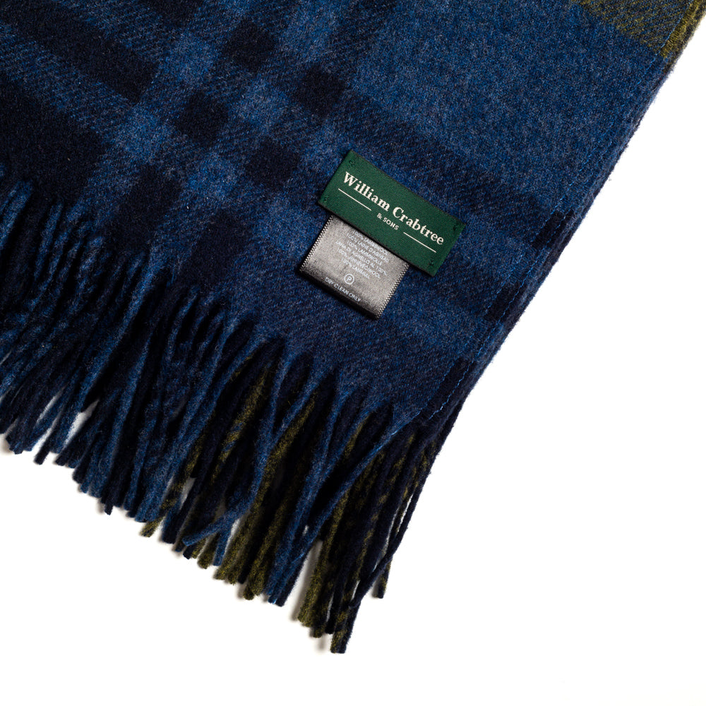 Blue & Green Large Check Lambswool Throw
