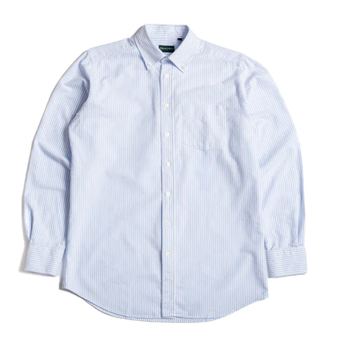 Blue Ticking Stripe Brushed Oxford Button Down Shirt