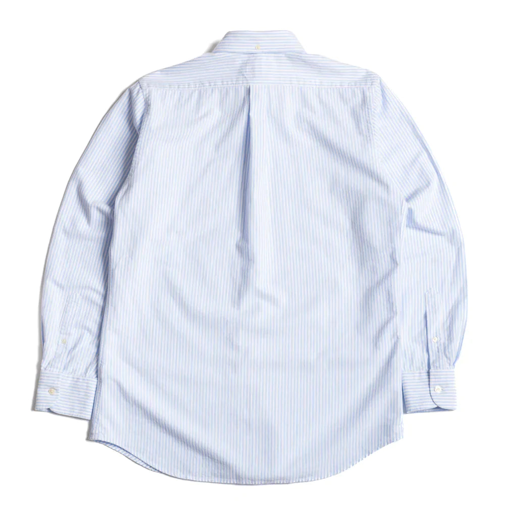 Blue Ticking Stripe Brushed Oxford Button Down Shirt