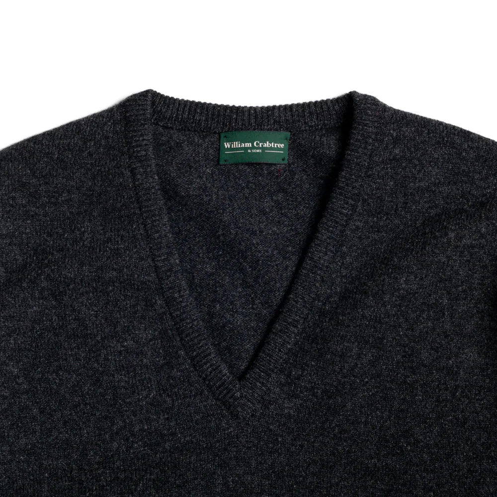 Charcoal 2 Ply Lambswool V-Neck