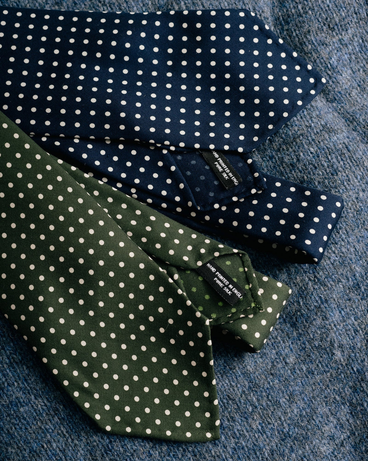 Olive & White Silk Spot Tie