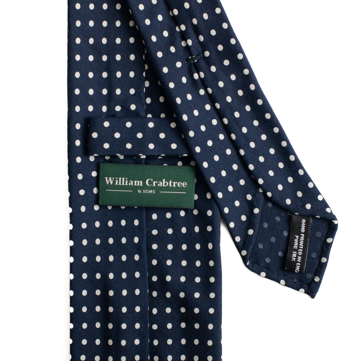 Navy & White Silk Spot Tie