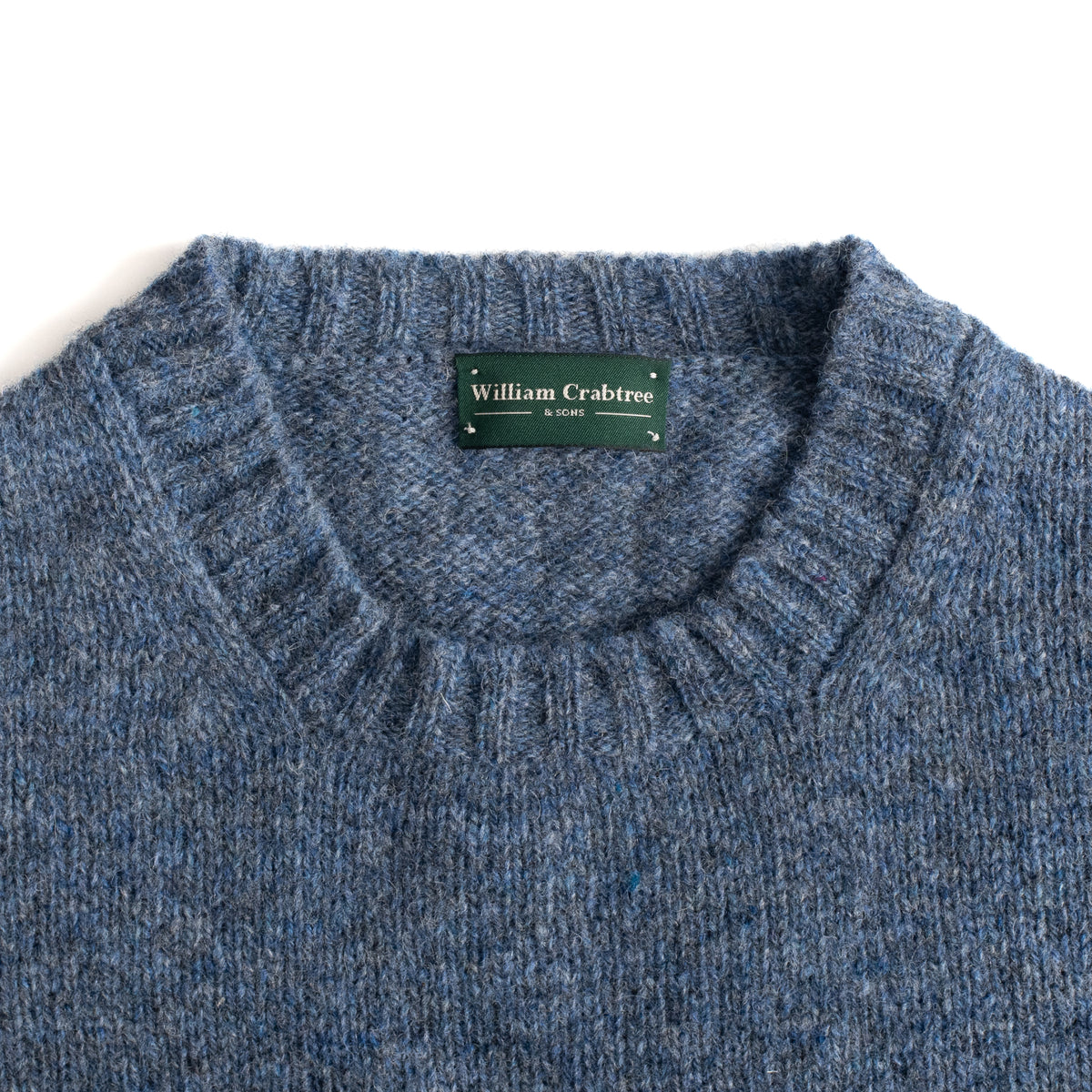 Denim Shetland Lambswool Crew Neck