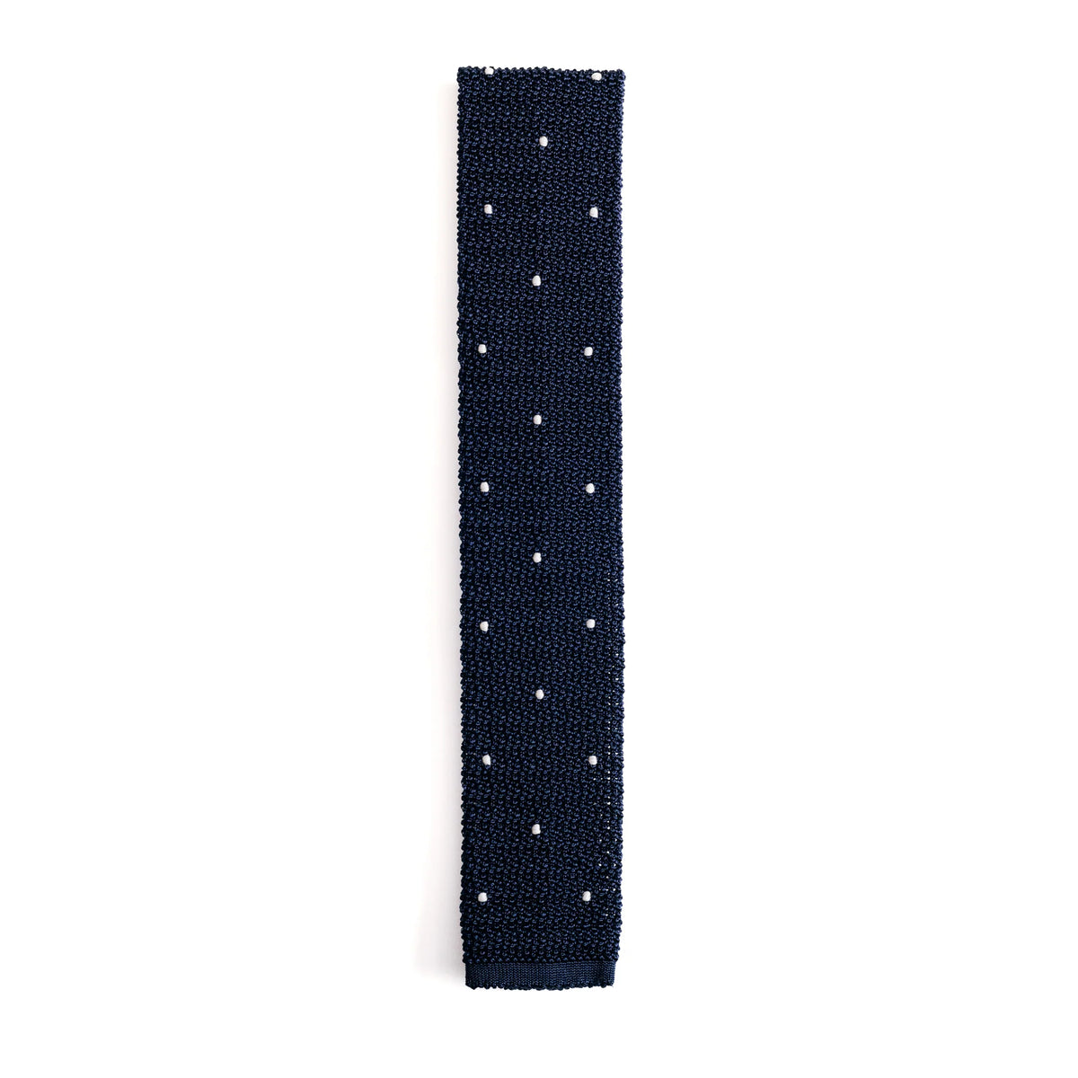 Navy & White Spot Knitted Tie
