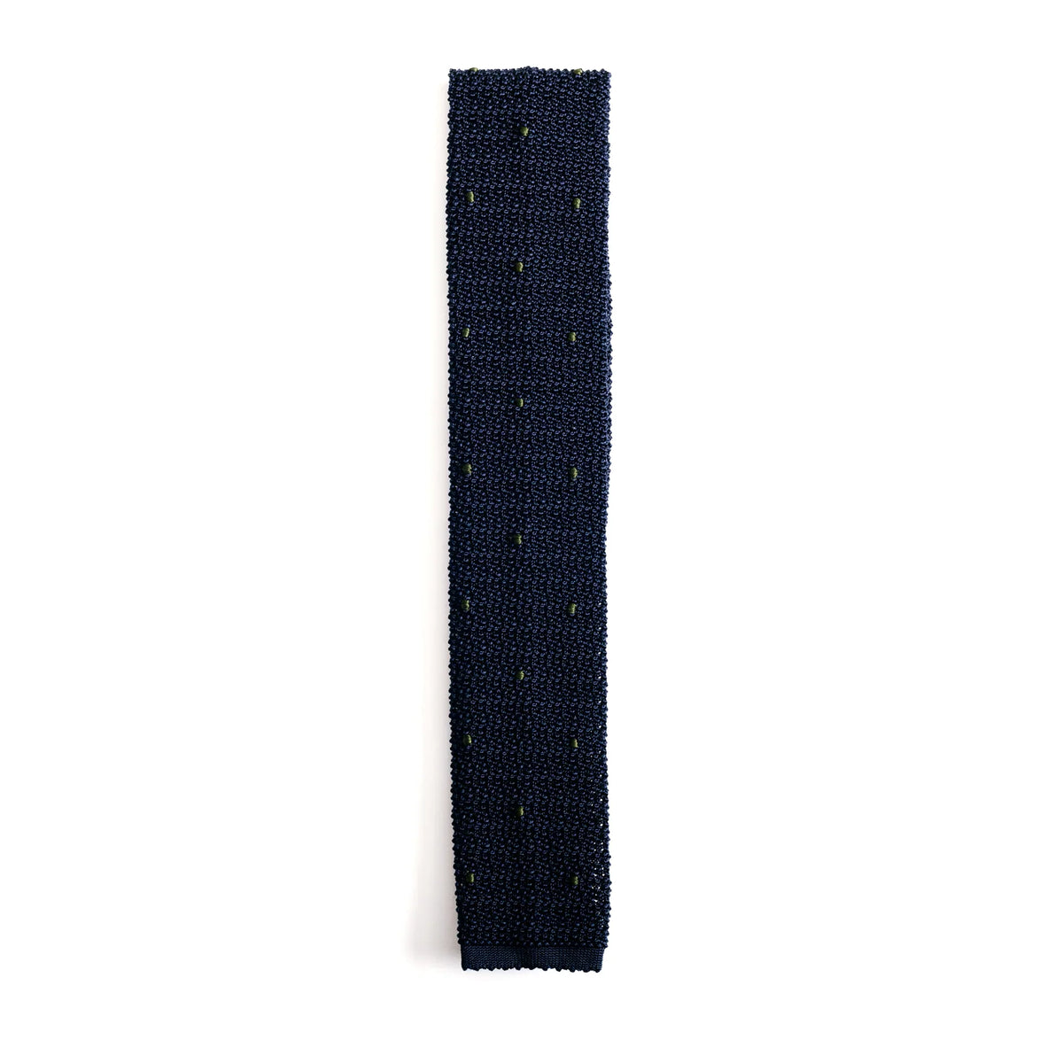 Navy & Olive Spot Knitted Tie