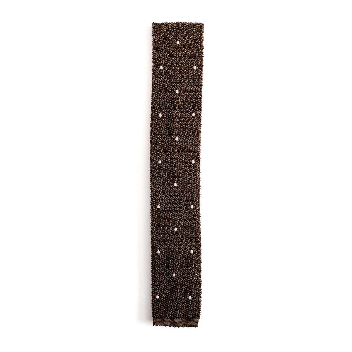 Chocolate & White Spot Knitted Tie