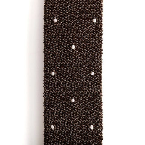 Chocolate & White Spot Knitted Tie