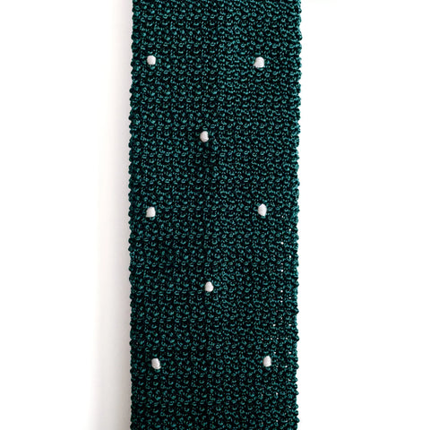 Bottle Green & White Spot Knitted Tie