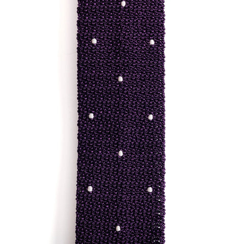 Purple & White Spot Knitted Tie
