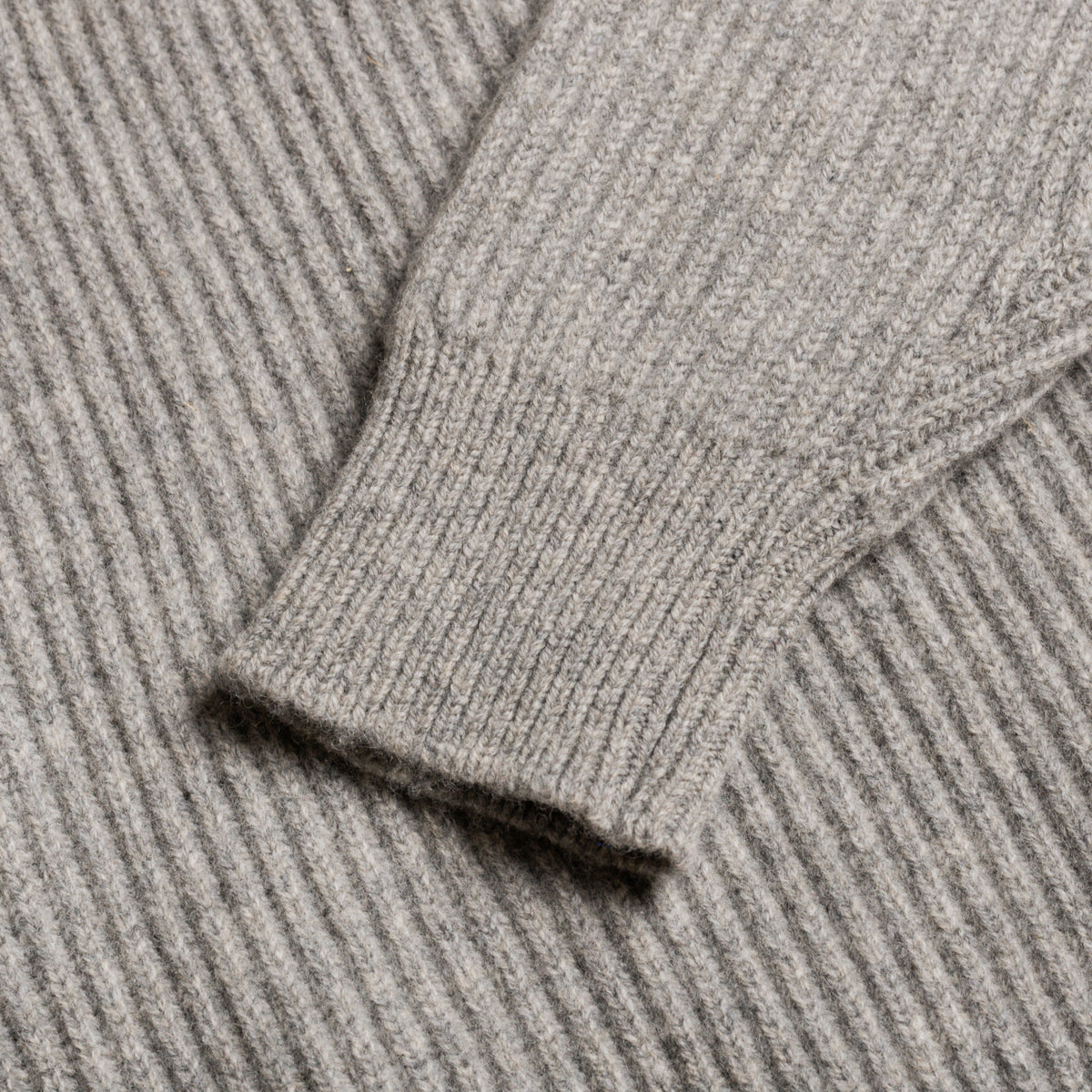 Flannel Grey Lambswool Shawl Collar Sweater