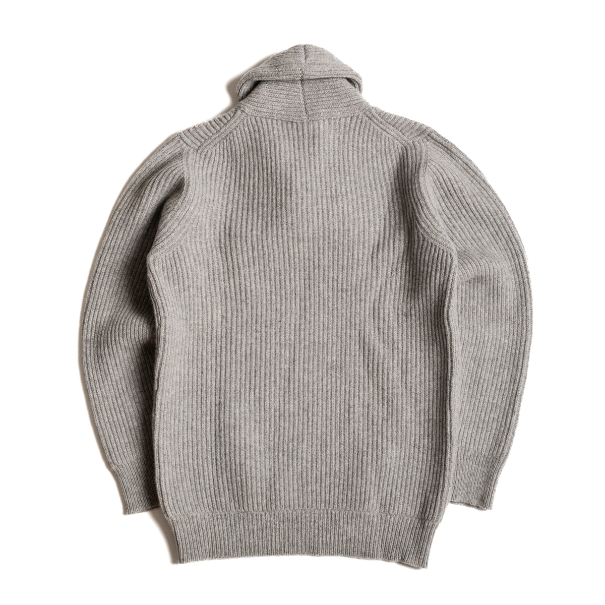 Flannel Grey Lambswool Shawl Collar Sweater