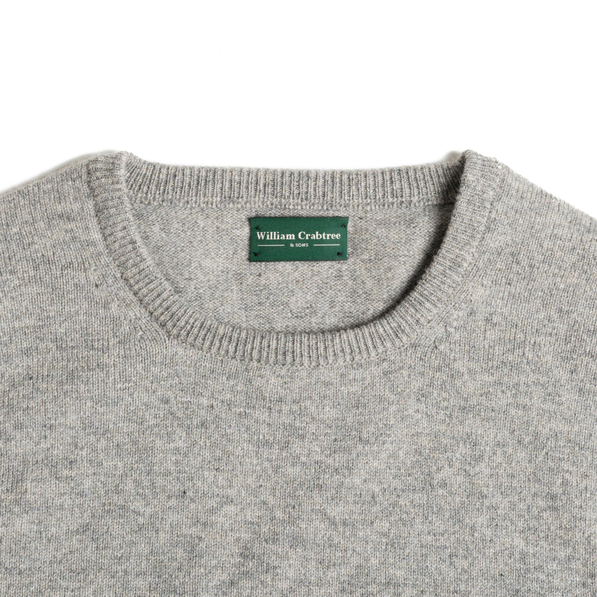 Flannel Grey 2 Ply Lambswool Crew Neck Jumper