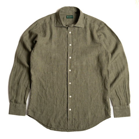 Olive Green Linen Shirt