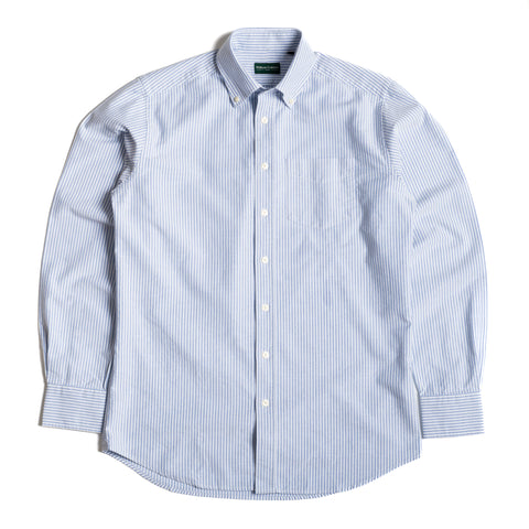 Ticking Stripe Blue & White Oxford Button Down Shirt