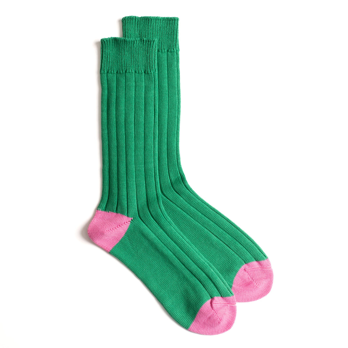 Emerald & Pink Cotton Heel & Toe Sock