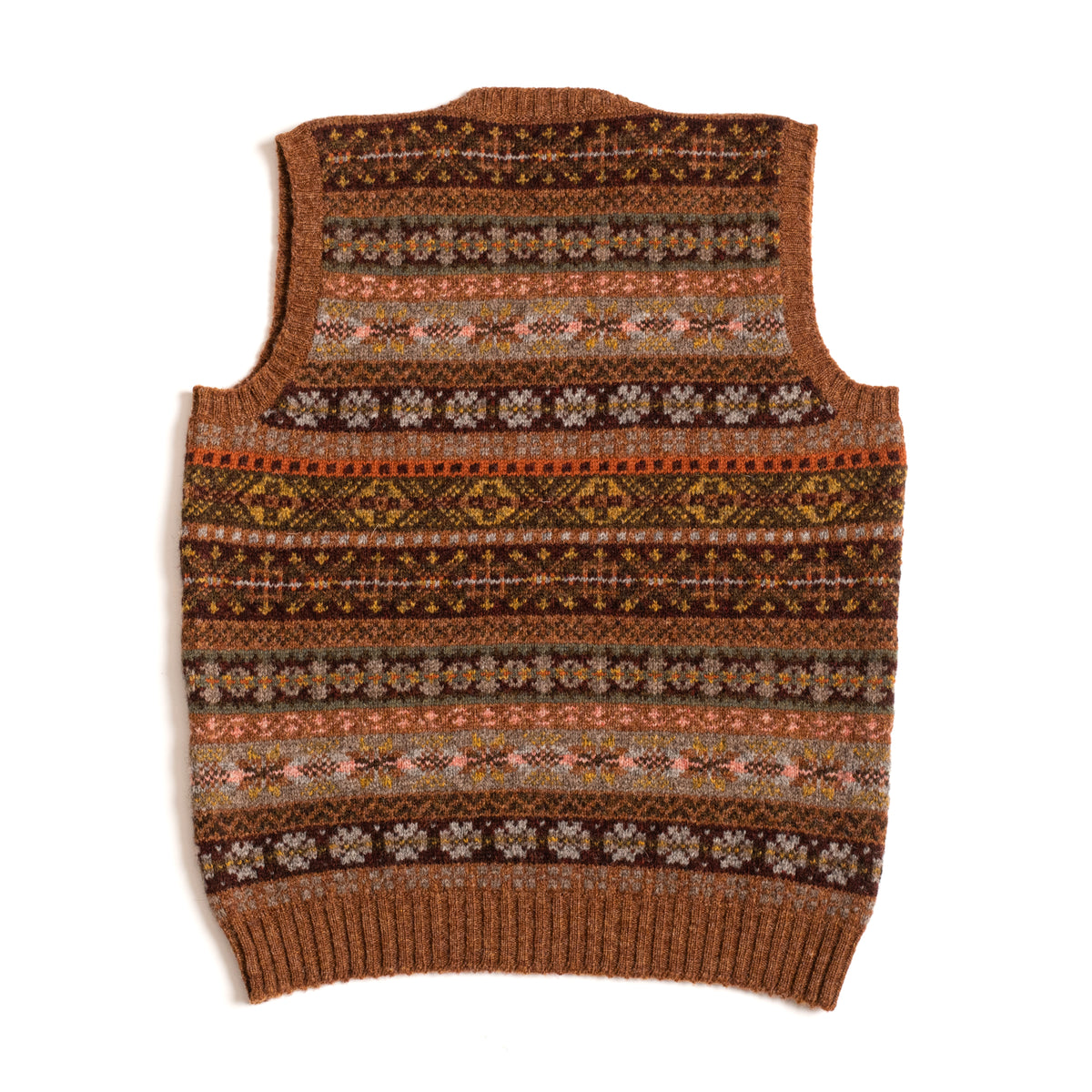 Rust Fairisle Slipover Vee Neck