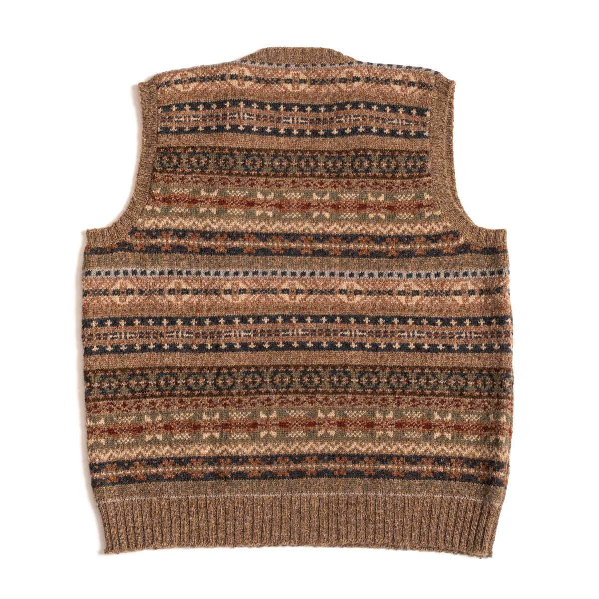 Fawn Lovat & Rust Fairisle Slipover Vee Neck