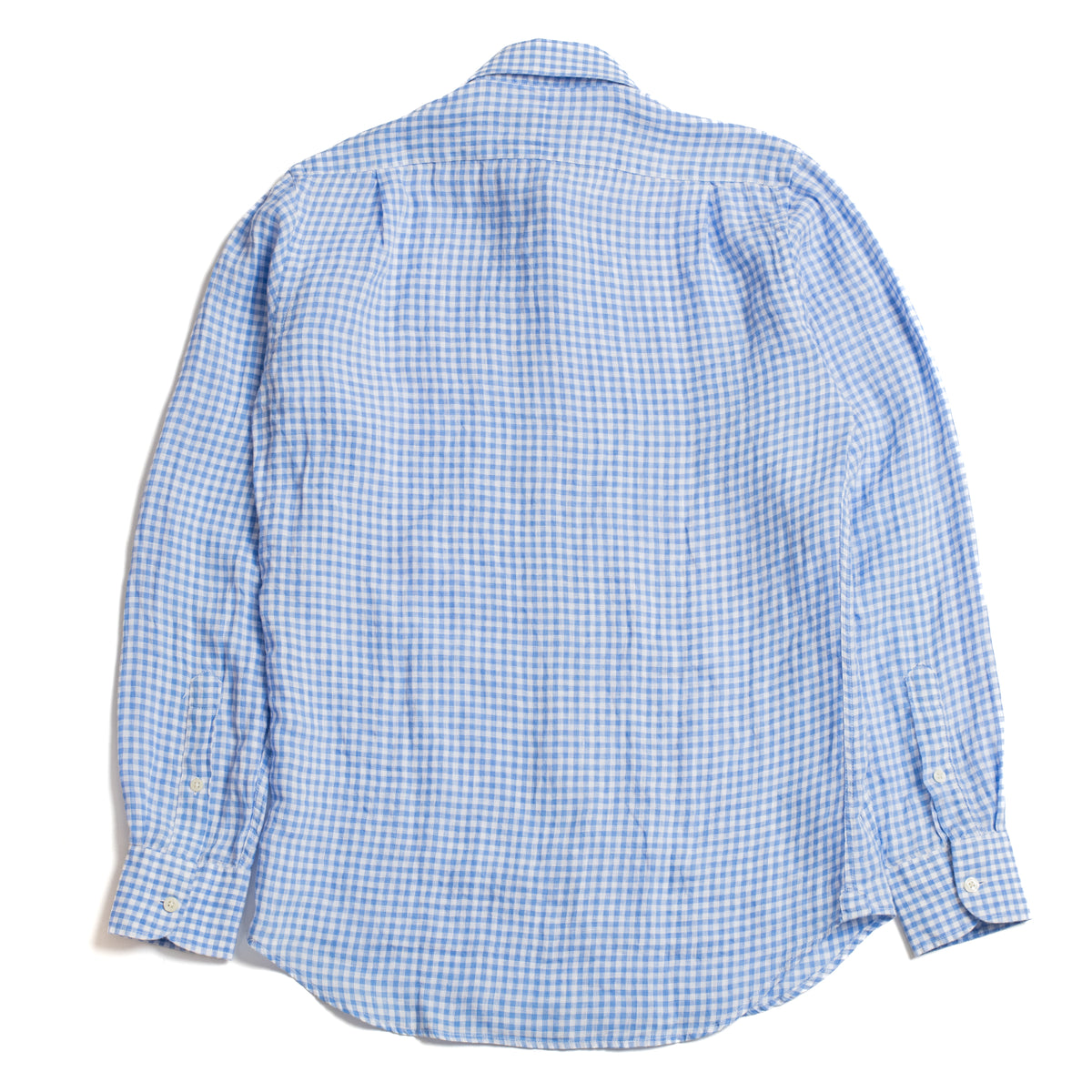 White & Blue Gingham Linen Shirt